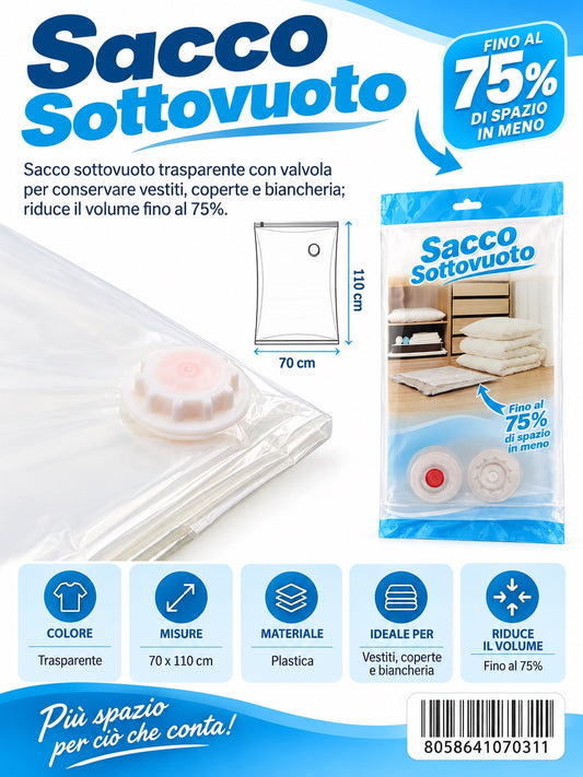07031 Sacco Sottovuoto 70*110M 1/12 Ct144