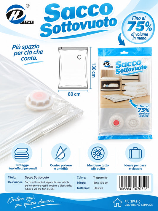 07032 Sacco Sottovuoto 80*130Cm 1/12 Ct144
