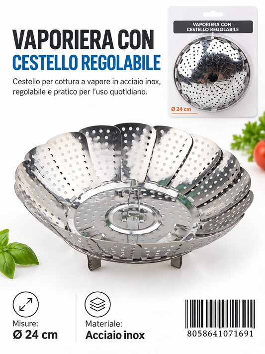 07169 Vaporiera Con Cestello Regolabile