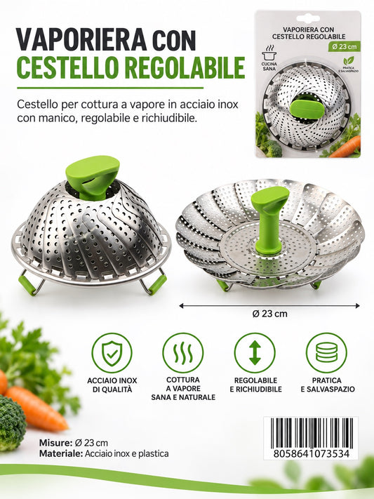 07353 Vaporiera Con Cestello Regolabile