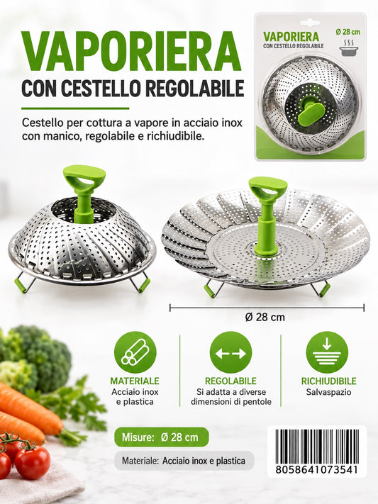 07354 Vaporiera Con Cestello Regolabile
