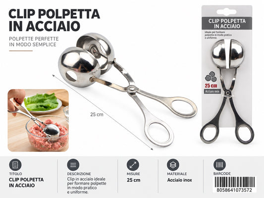 07357 Clip Polpetta In Acciaio