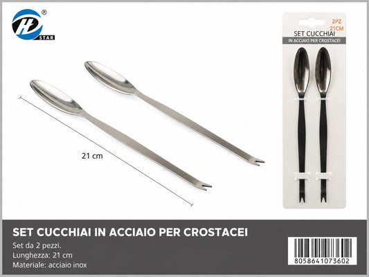 07360 Set Cucchiaio In Acciaio Per Crostacei