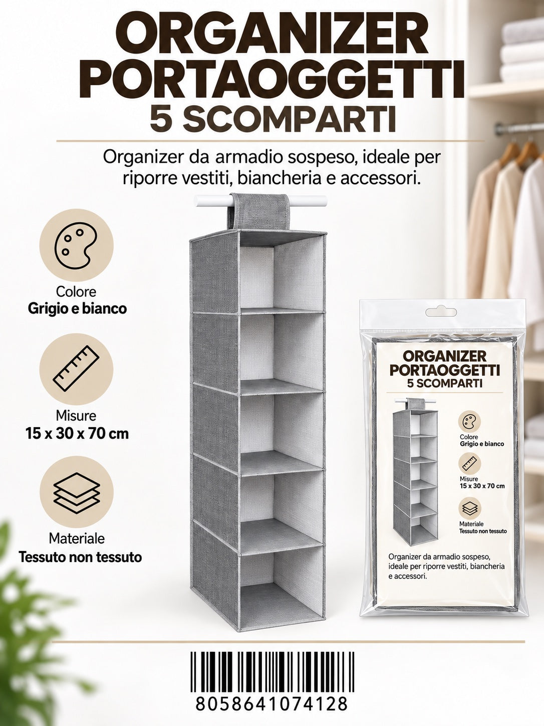 07412 T.Unita Organizer Da Armadio Ct24