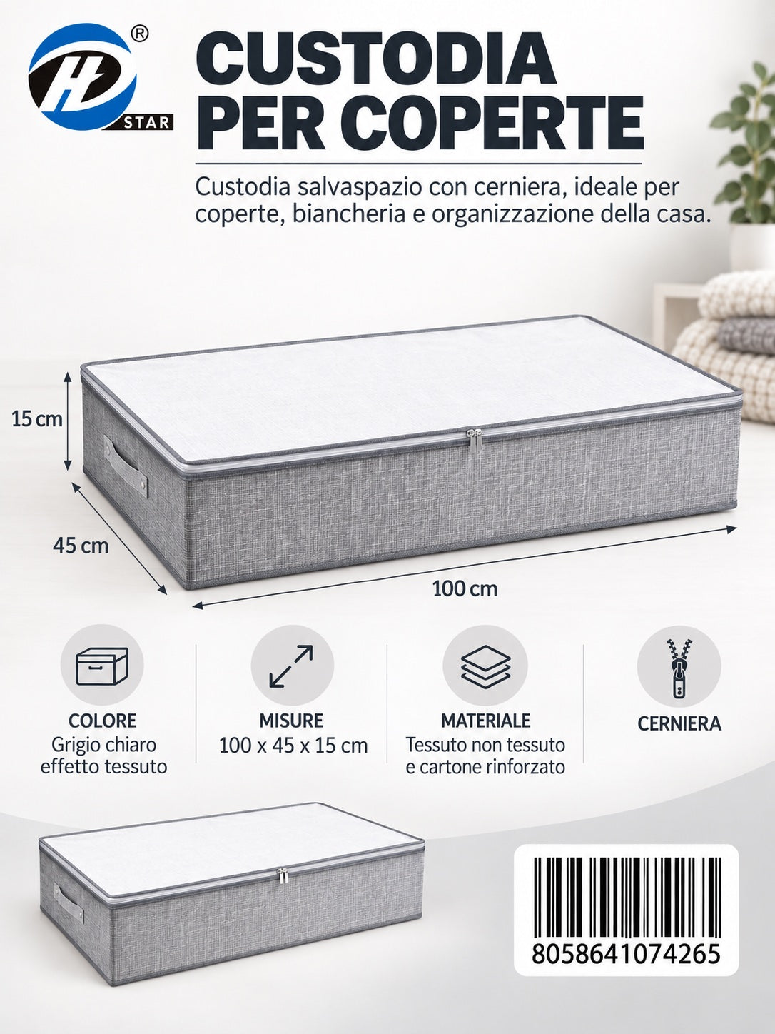 07426 T.Unita Custodia Per Coperte 1/6 Ct60