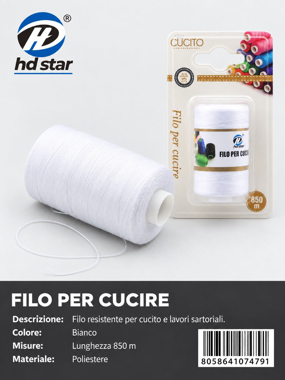 07479 Filo Per Cucire 850Mt 1/12 Ct 288