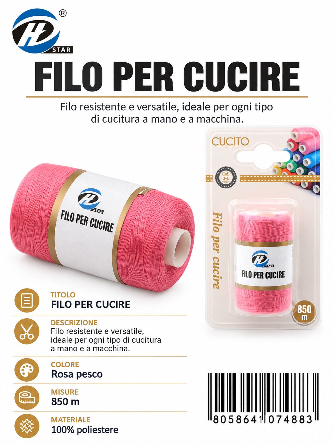 07488 Filo Per Cucire 850Mt 1/12 Ct 288