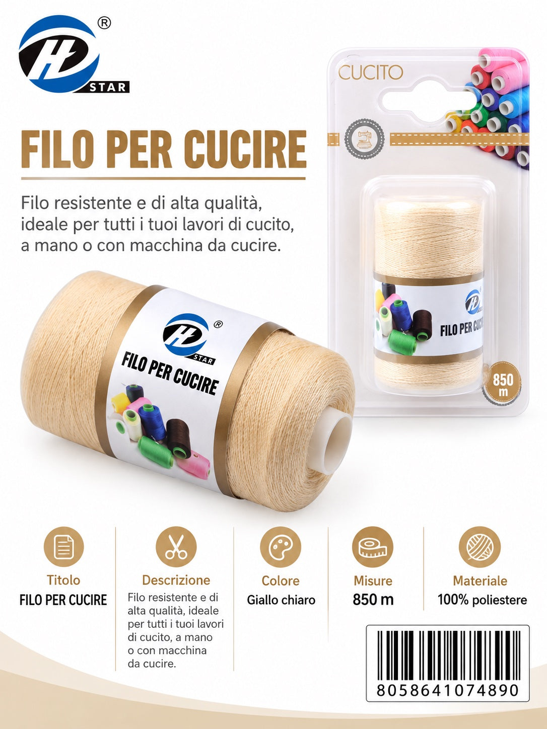 07489 Filo Per Cucire 850Mt 1/12 Ct 288