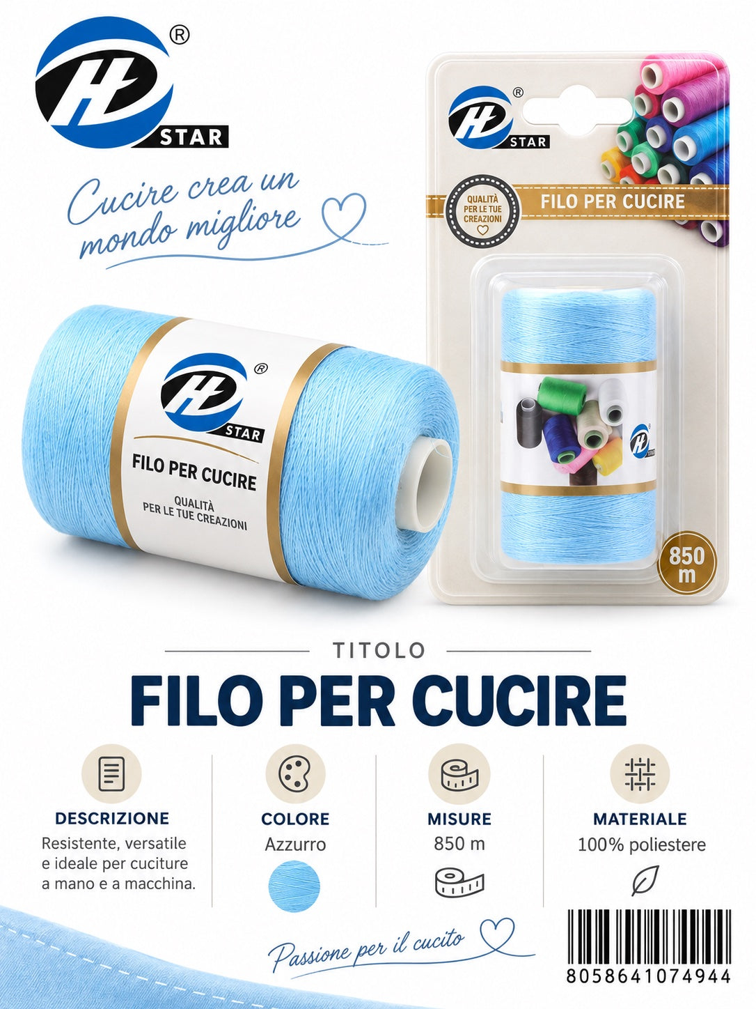 07494 Filo Per Cucire 850Mt 1/12 Ct 288