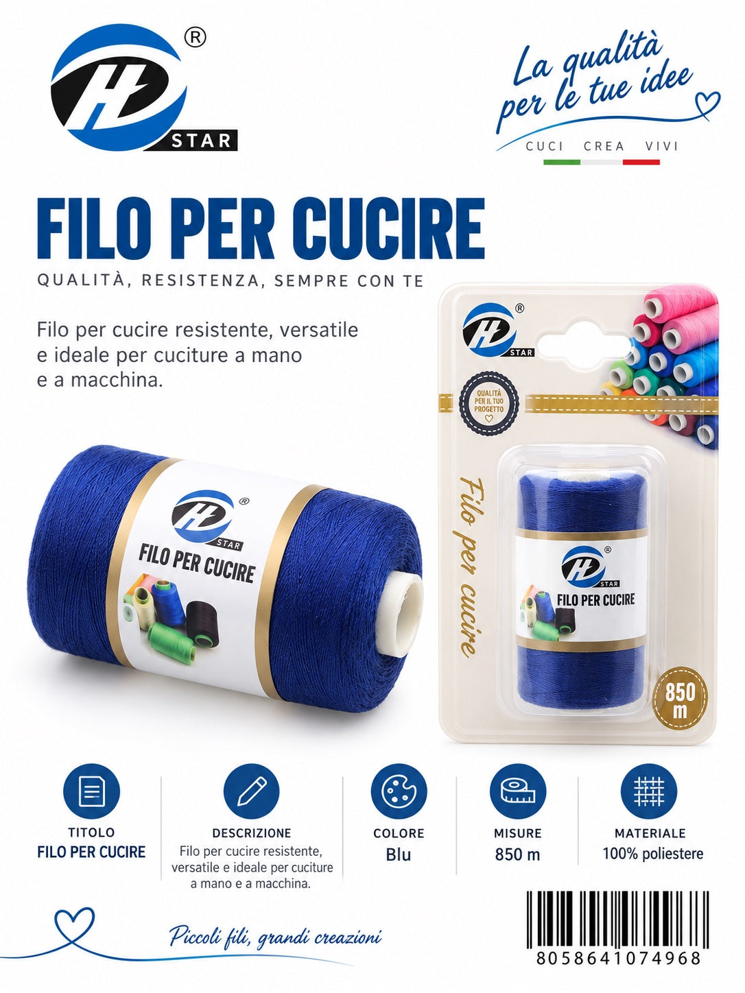 07496 Filo Per Cucire 850Mt 1/12 Ct 288