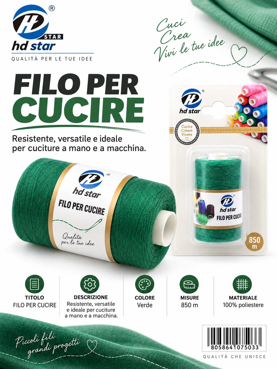 07503 Filo Per Cucire 850Mt 1/12 Ct 288