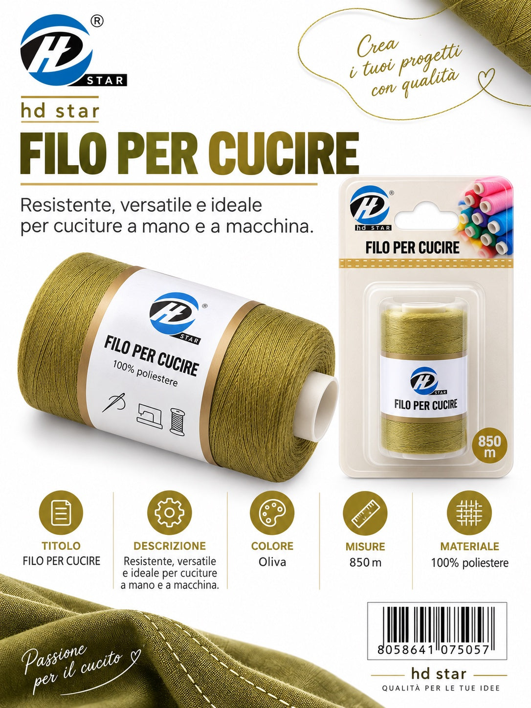 07505 Filo Per Cucire 850Mt 1/12 Ct 288