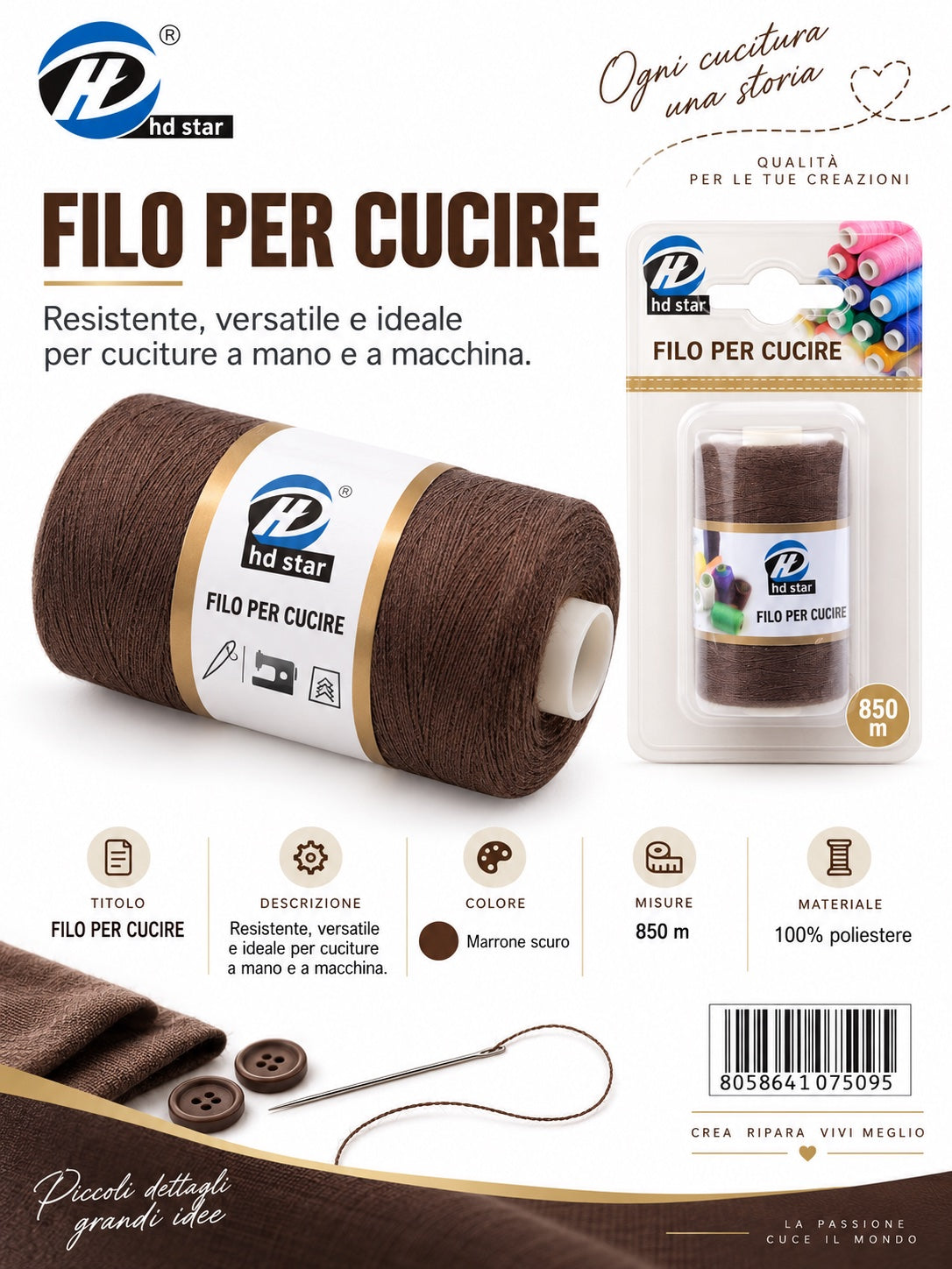 07509 Filo Per Cucire 850Mt 1/12 Ct 288