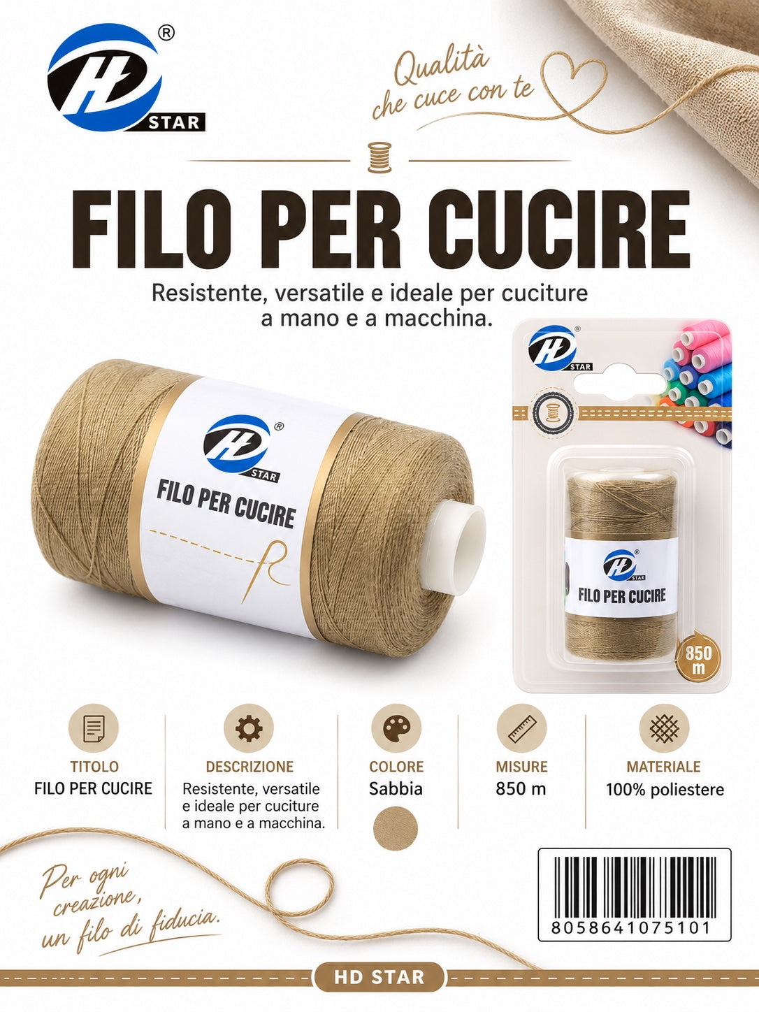 07510 Filo Per Cucire 850Mt 1/12 Ct 288
