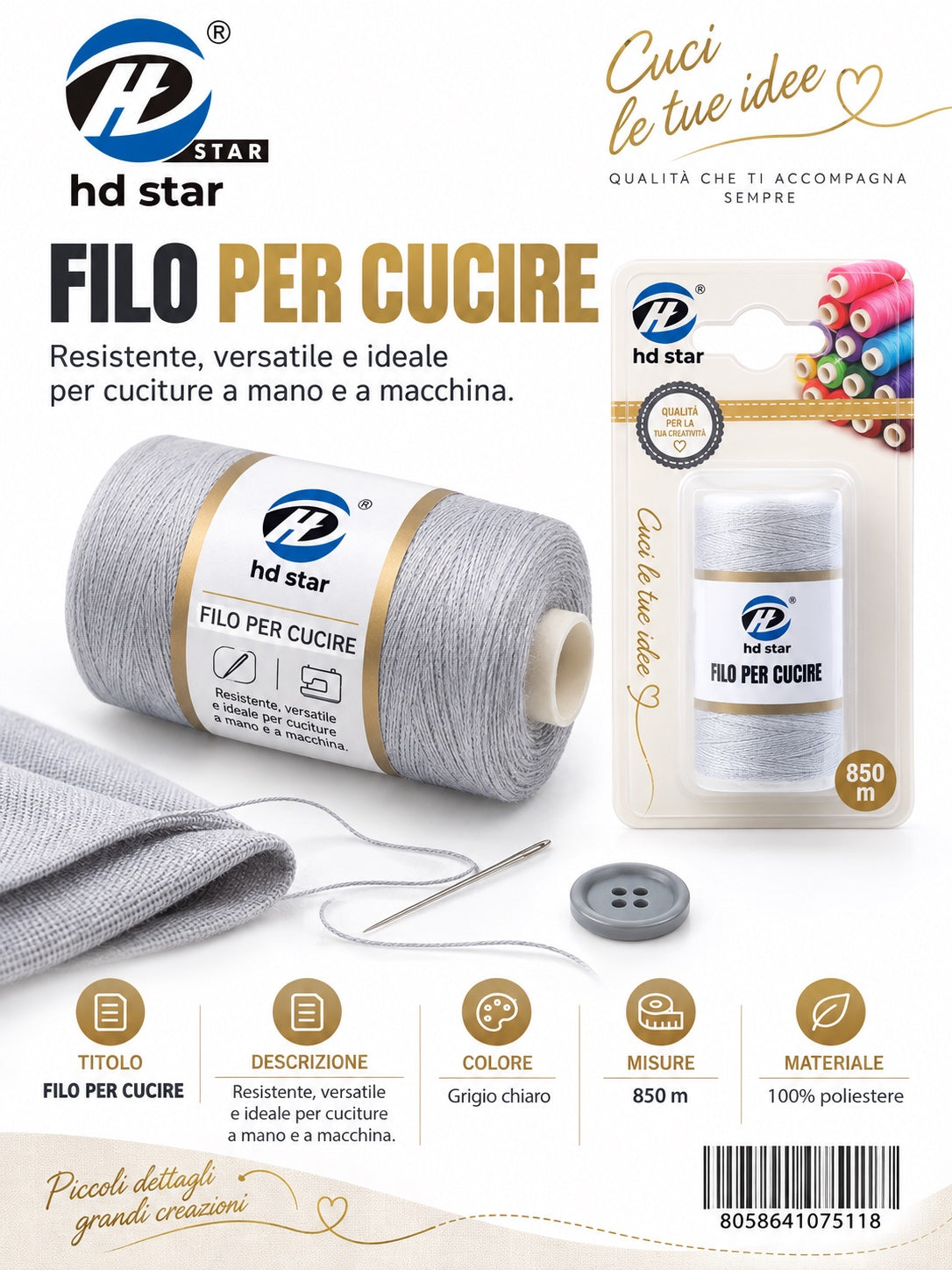 07511 Filo Per Cucire 850Mt 1/12 Ct 288