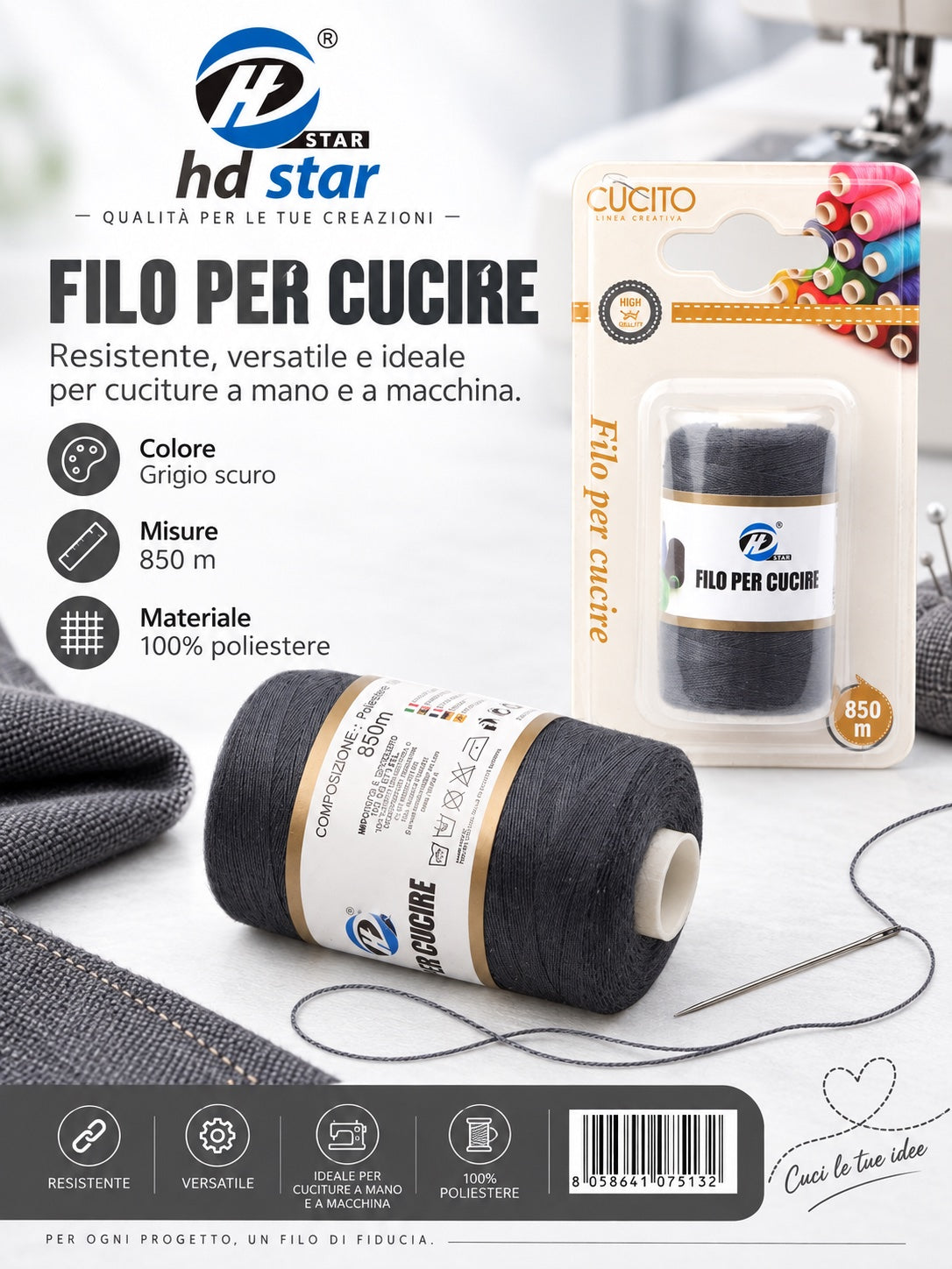 07513 Filo Per Cucire 850Mt 1/12 Ct 288