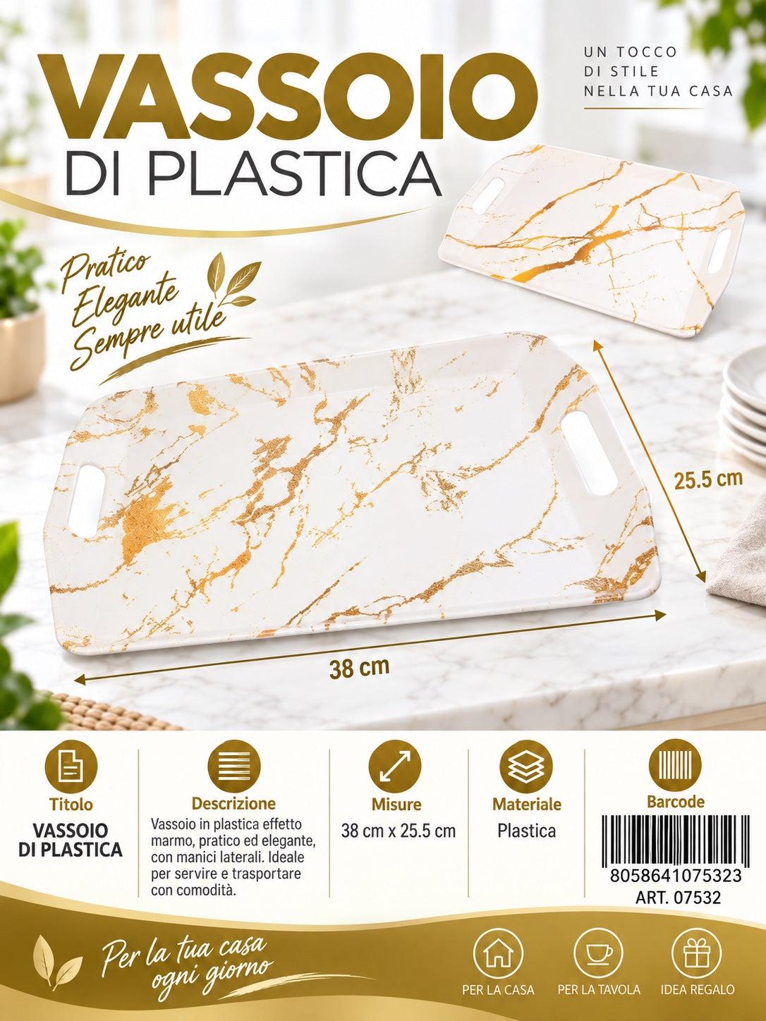 07532 Vassoio Di Plastica 38*25.5Cm 1/30 Ct60
