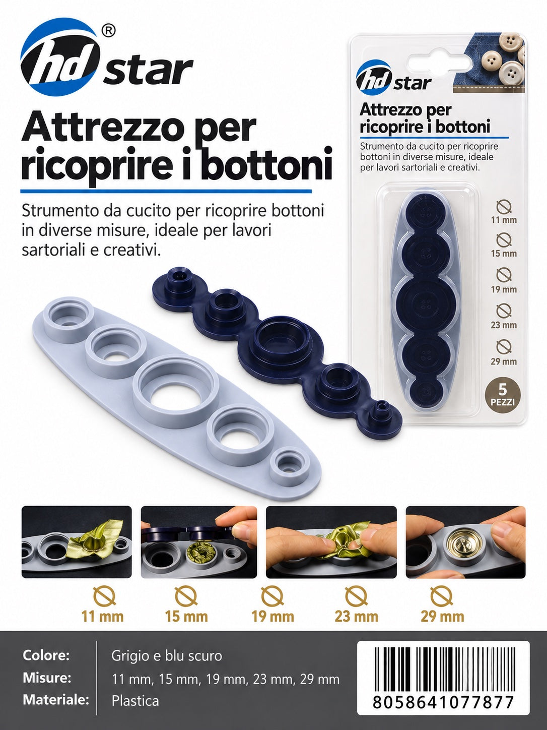 07787 Attrezzo Per Ricoprire I Bottoni 1/12 Ct240