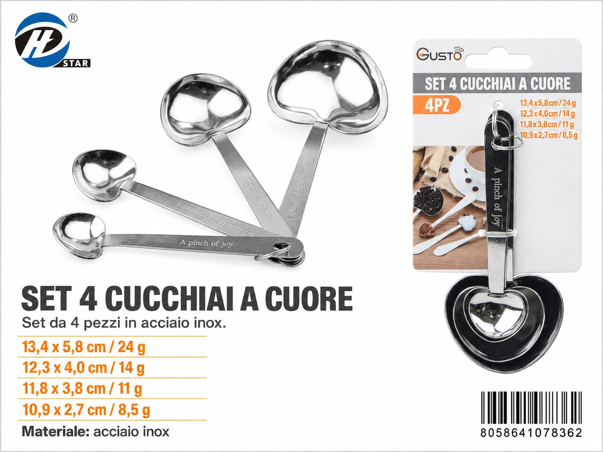 07836 Set 4 Cucchiaio A Cuore
