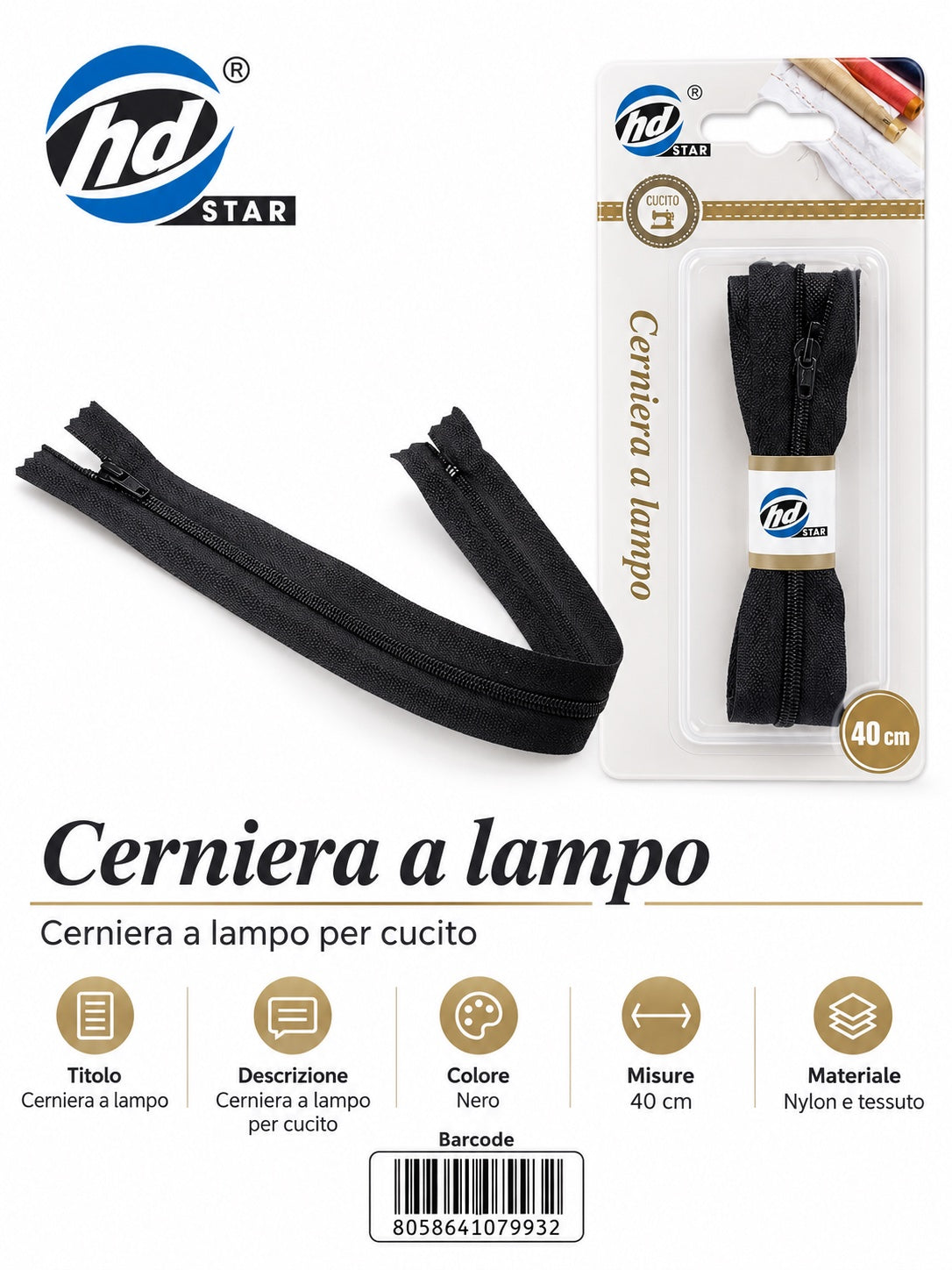 07993 Cerniera A Lampo 1/12 Ct240