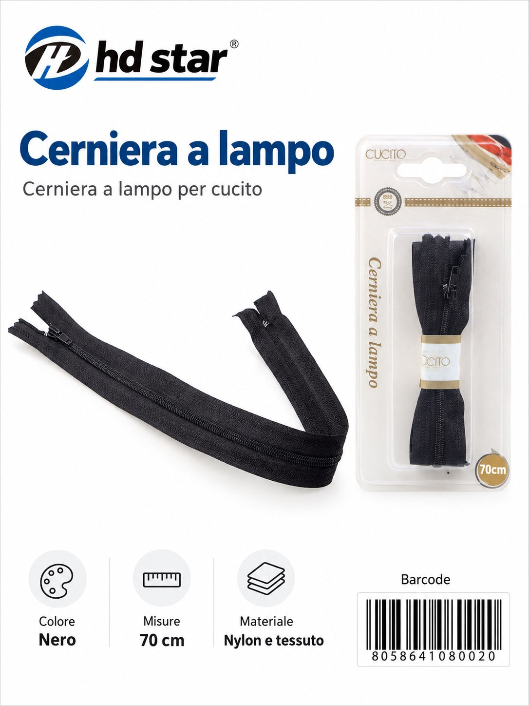 08002 Cerniera A Lampo 1/12 Ct240