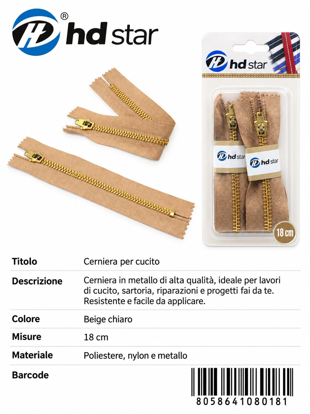 08018 Cerniera A Lampo 1/12 Ct240