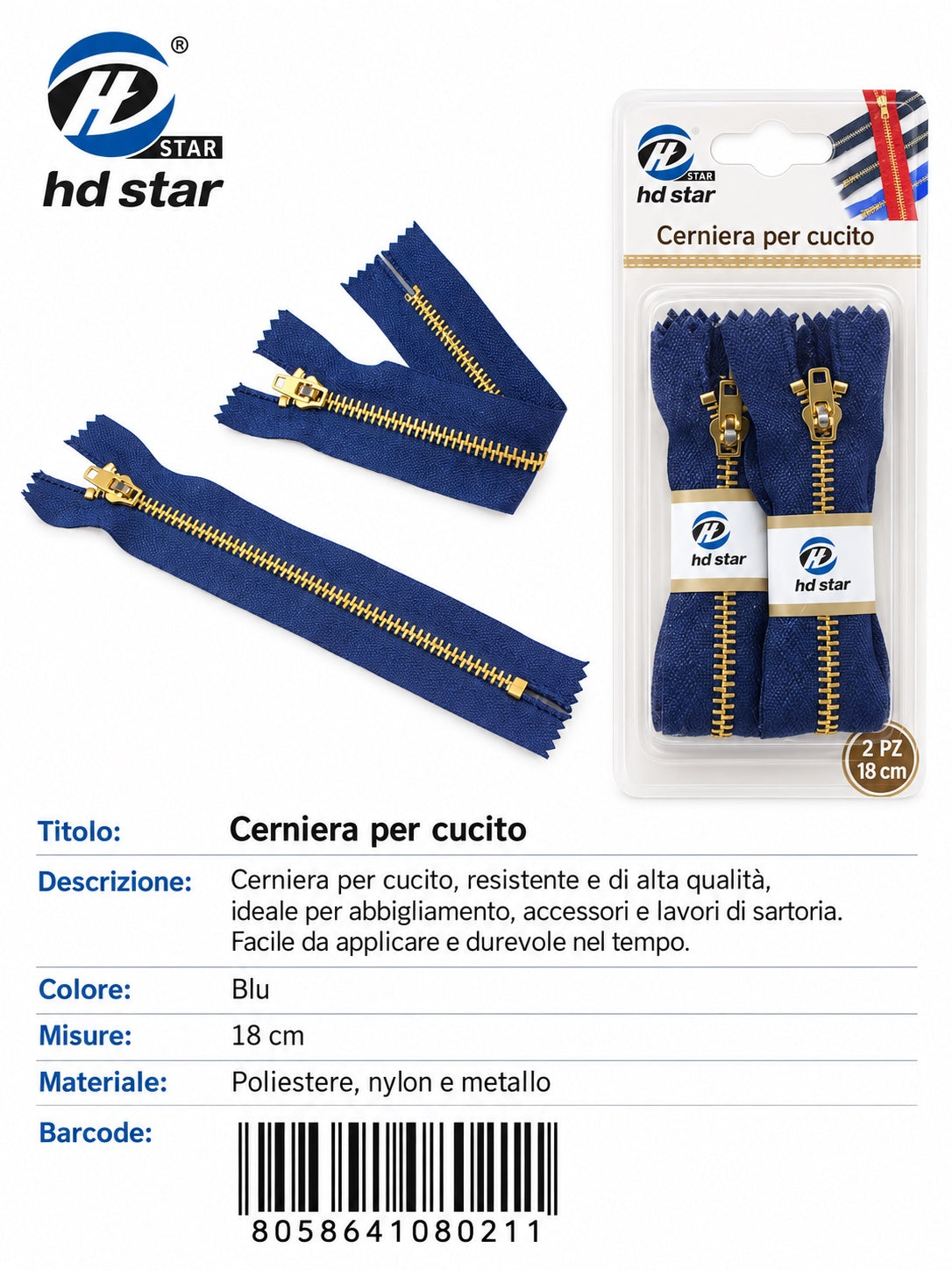 08021 Cerniera A Lampo 1/12 Ct240