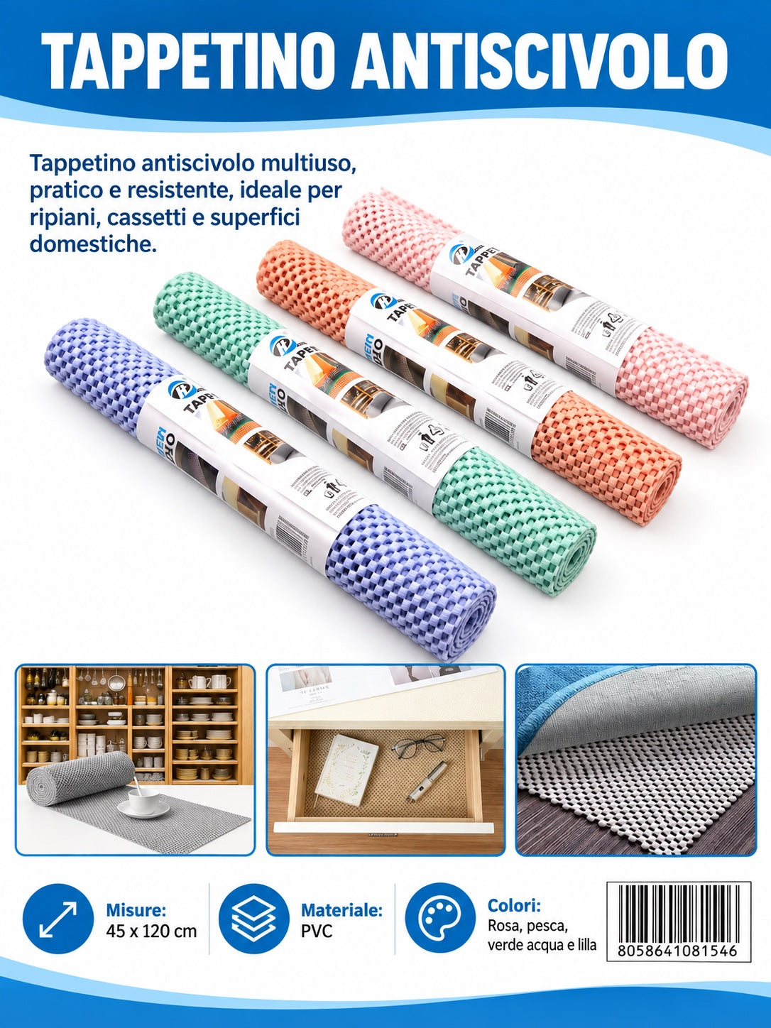 08154 Tappetino Antiscivolo 45*120Cm 1/12 Ct72