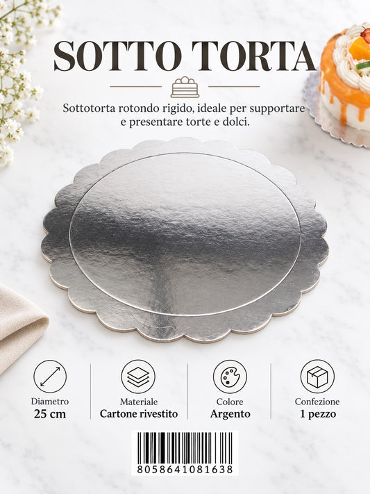 08163 Sotto Torta Rotondo 25*0.3Cm Col. Argento