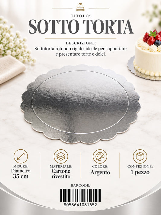 08165 Sotto Torta Rotondo 35*0.3Cm Col. Argento