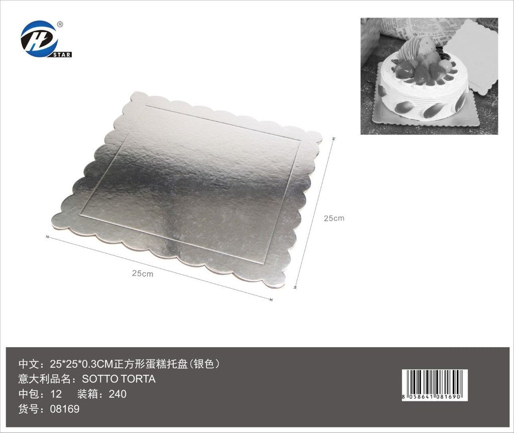 08169 Sotto Torta 25*25*0.3Cm Col. Argento