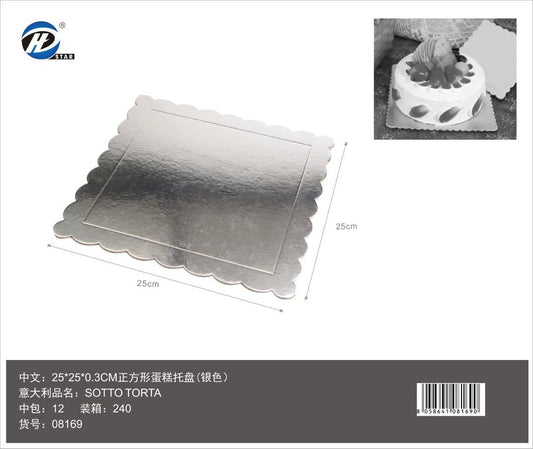 08169 Sotto Torta 25*25*0.3Cm Col. Argento