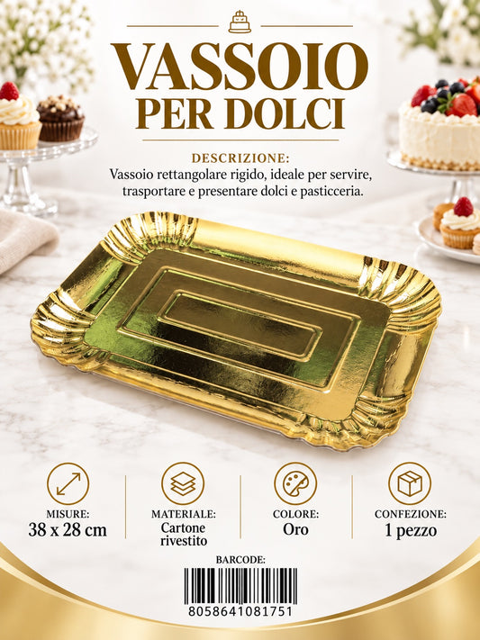 08175 Vassoio Per Dolci 28*38Cm Col. Oro