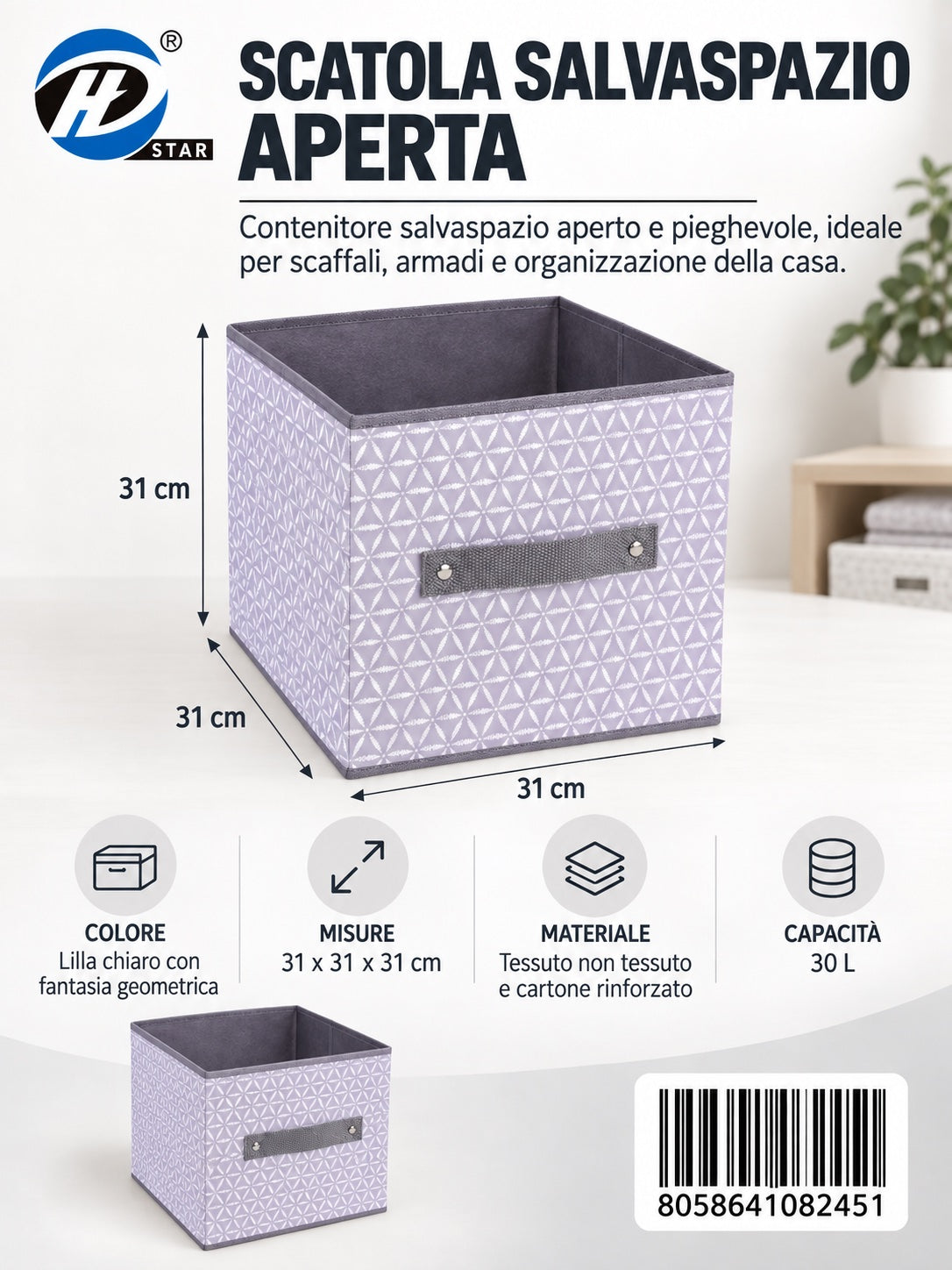 08245 A. Scatola Salvaspazio 31*31*31Cm Senza Coperchio Ct24
