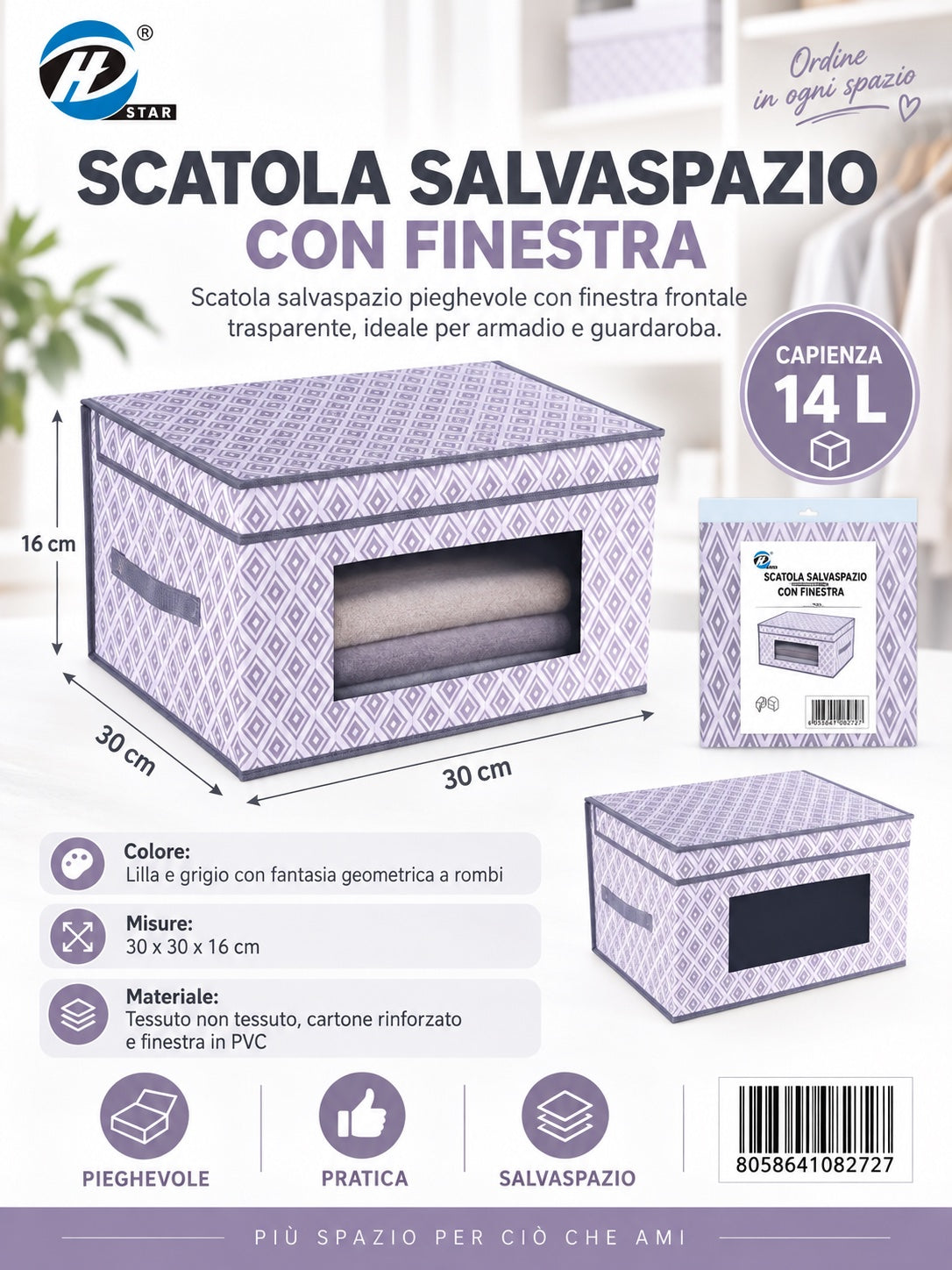 08272 B. Scatola Salvaspazio 30*30*16Cm Ct24