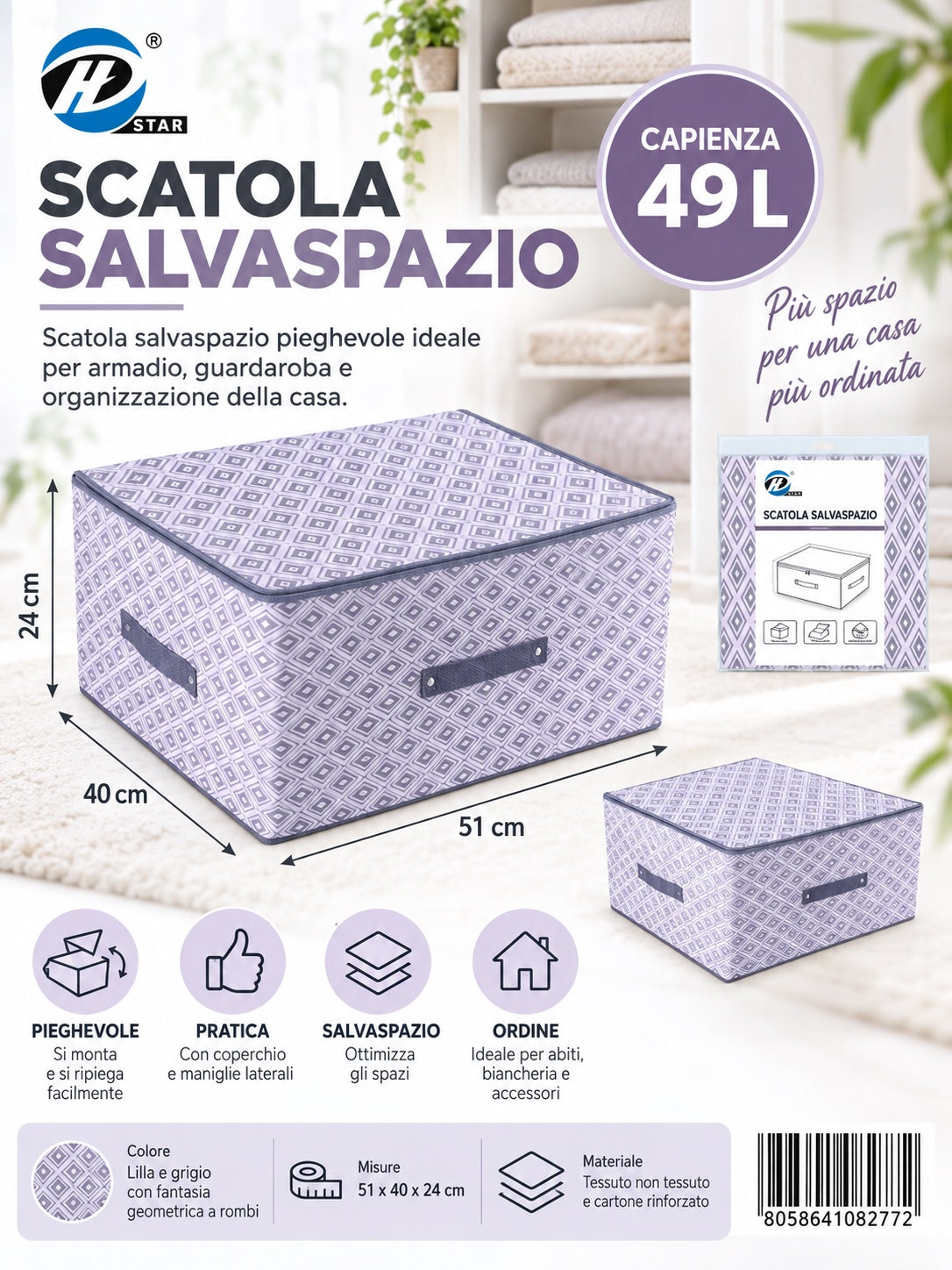 08277 B. Scatola Salvaspazio 51*40*24Cm Ct12