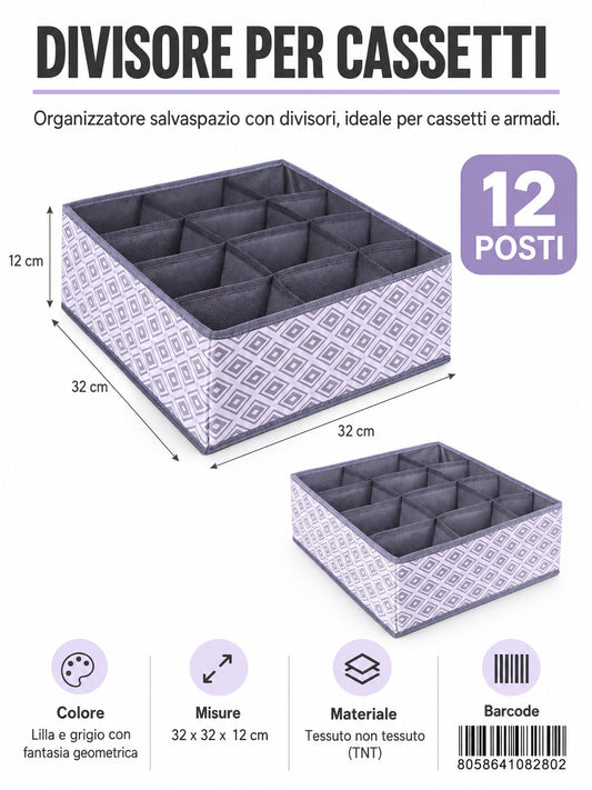 08280 B. Divisore Per Cassetti 32*32*12Cm 12 Scomparti Senza Coperchio 1/6 Ct48