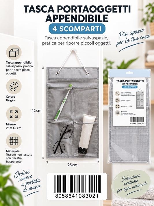08302 Linea Grigia Tasca Portaoggetti Appendibile 25*42Cm 1/6 Ct120