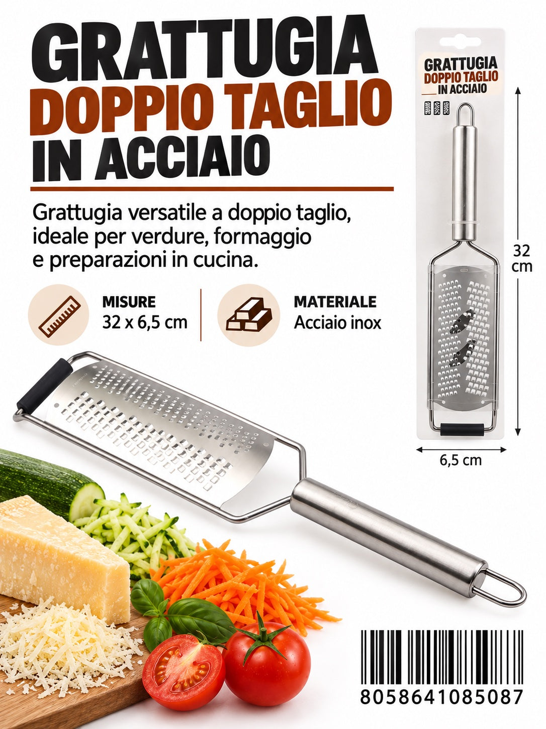 08508 Grattugia In Acciaio