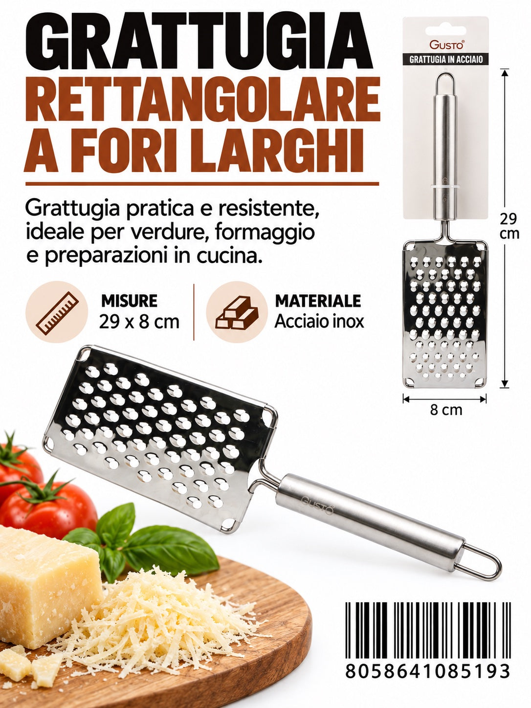 08519 Grattugia In Acciaio