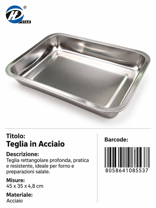 08553 Teglia in Acciaio 45x35cm Profonda1/6