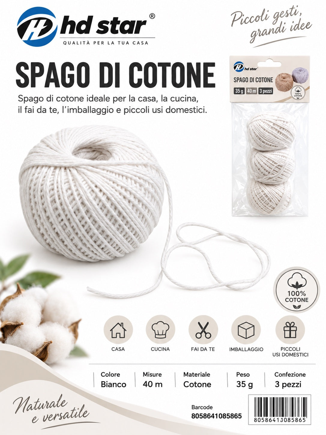 08586 Spago Di Cotone 35G 3Pz 40M 1/12 Ct144