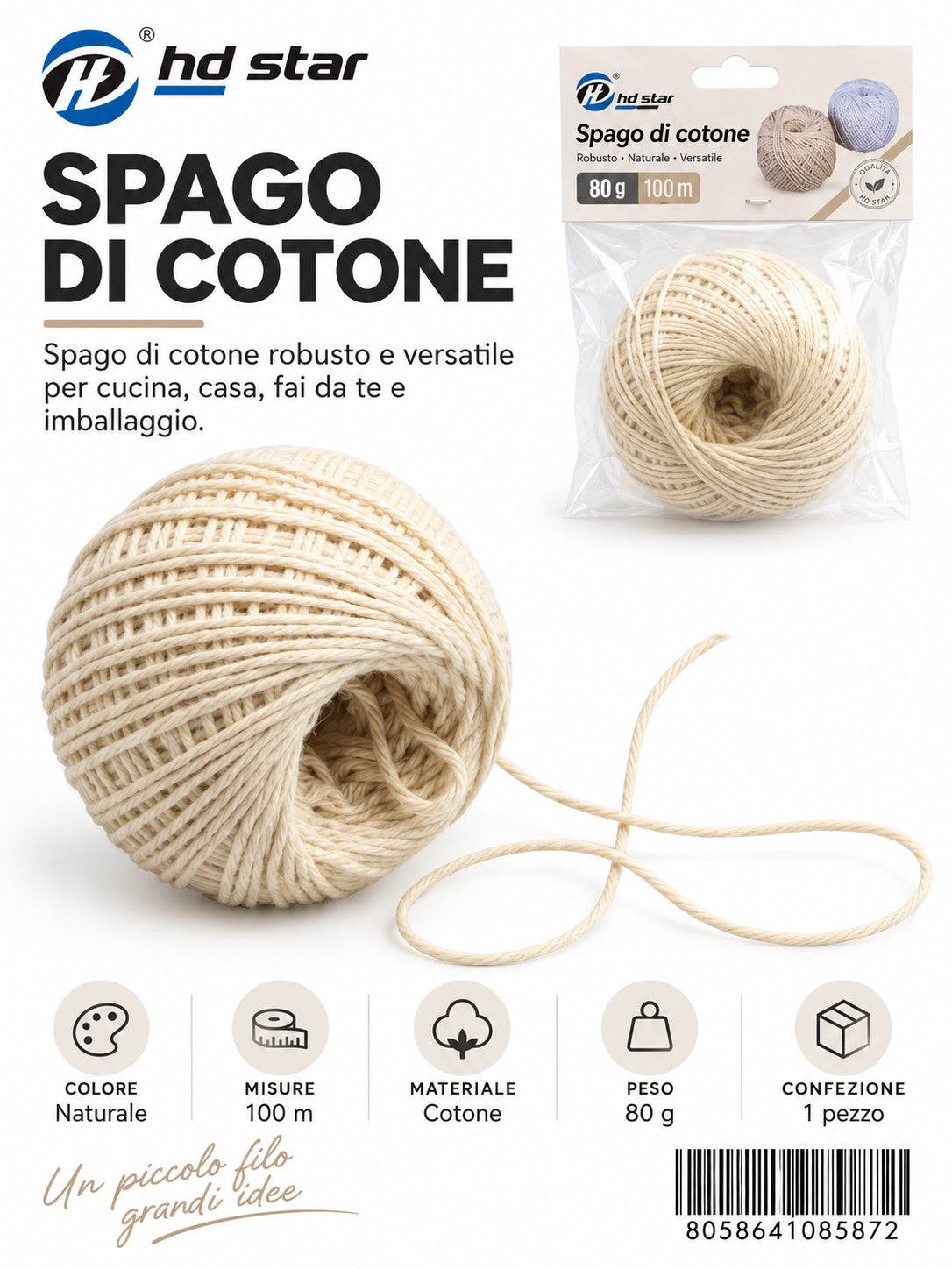 08587 Spago Di Cotone 80G 1Pz 100M 1/12 Ct144