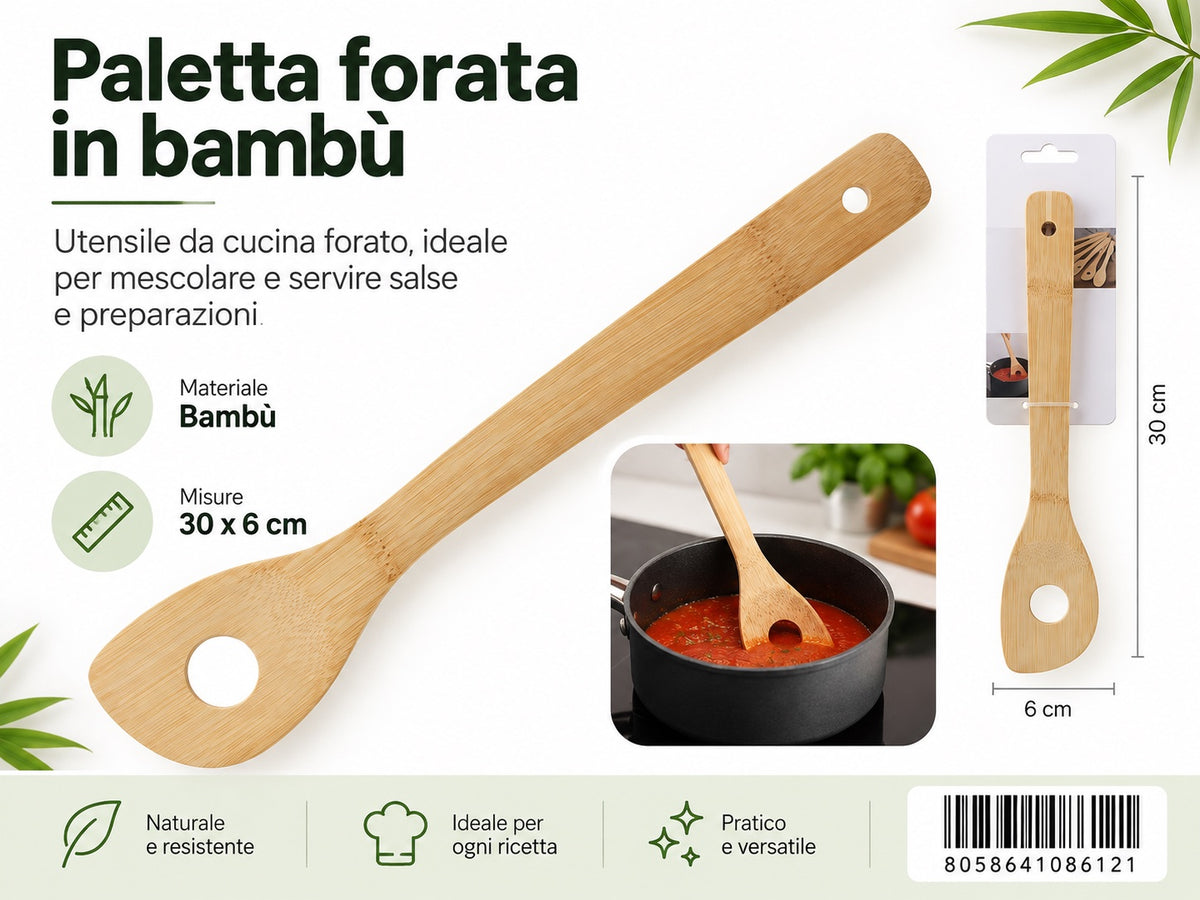 08612 Paletta Bamboo Forata 30Cm