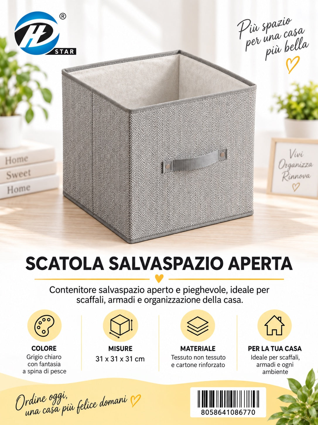 08677 C.Scatola Guardaroba Senza Coperchio 31*31*31Cm Ct24