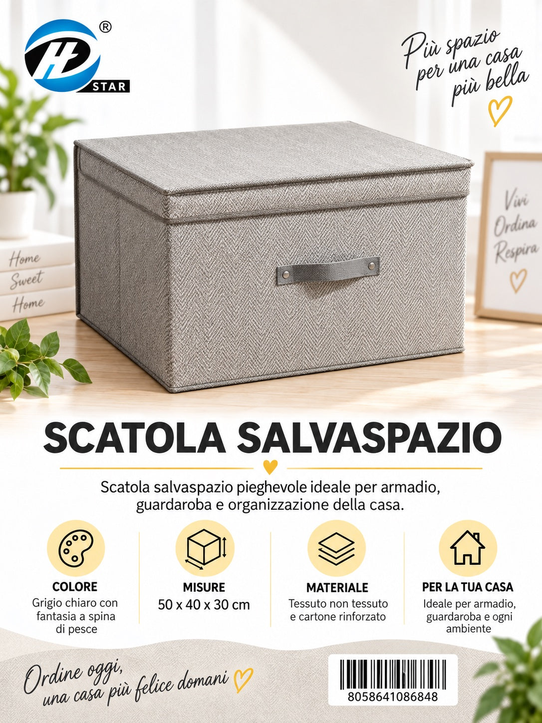 08684 C.Scatola Guardaroba Con Coperchio 50*40*30Cm Ct12