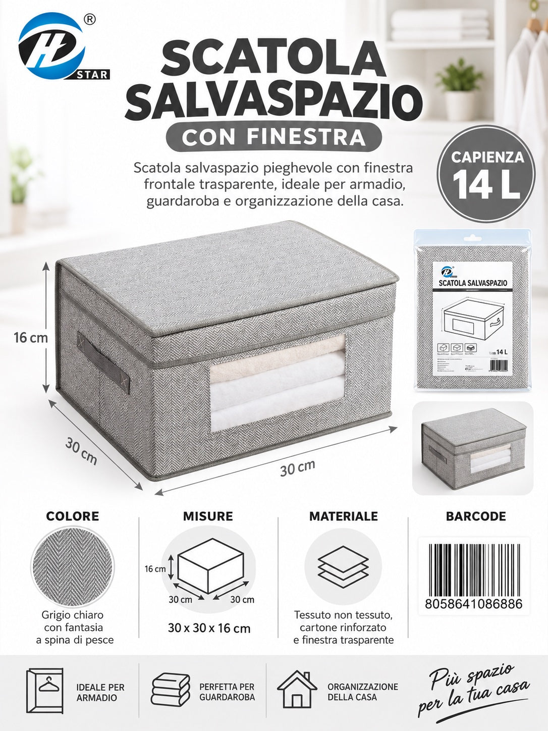 08688 C.Scatola Guardaroba Con Finestra 30*30*16Cm Ct24