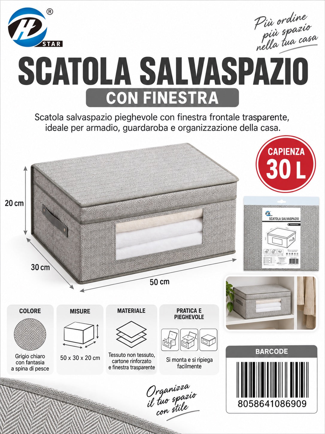 08690 C.Scatola Guardaroba Con Finestra 50*30*20Cm Ct12