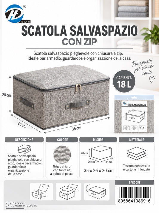 08691 C.Scatola Guardaroba Con Cerniera 35*26*20Cm Ct24
