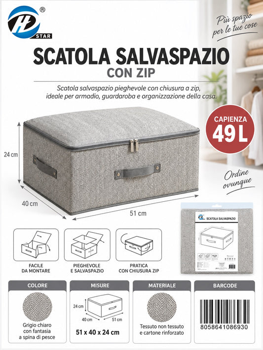 08693 C.Scatola Guardaroba Con Cerniera 51*40*24Cm Ct12